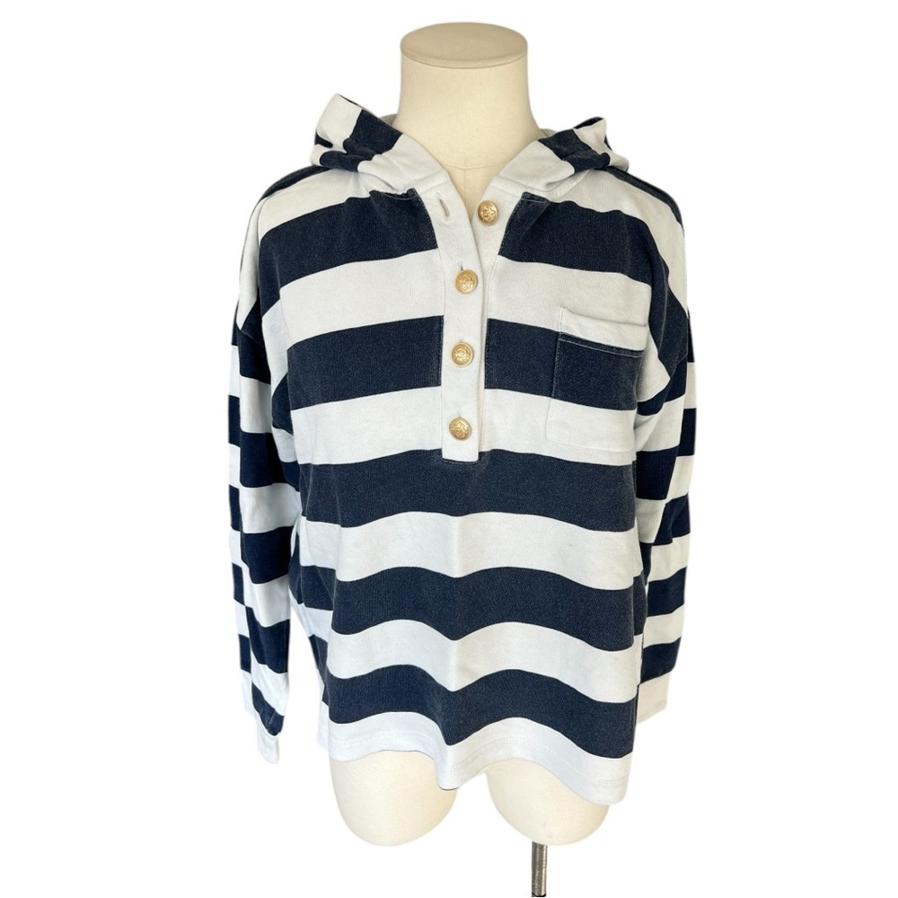 J. Crew Hooded Striped Sweatshirt Top S